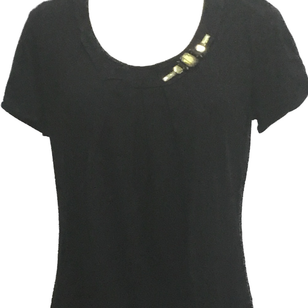 Embellished Black Short Sleeve Top